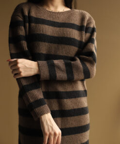 Alternative view of پیراهن بافت راه راه Beige