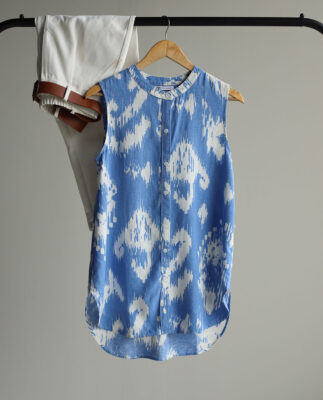 تاپ لینن آبی طرحدار C.6983/SOL_ZR