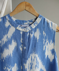 Alternative view of تاپ لینن آبی طرحدار C.6983/SOL_ZR