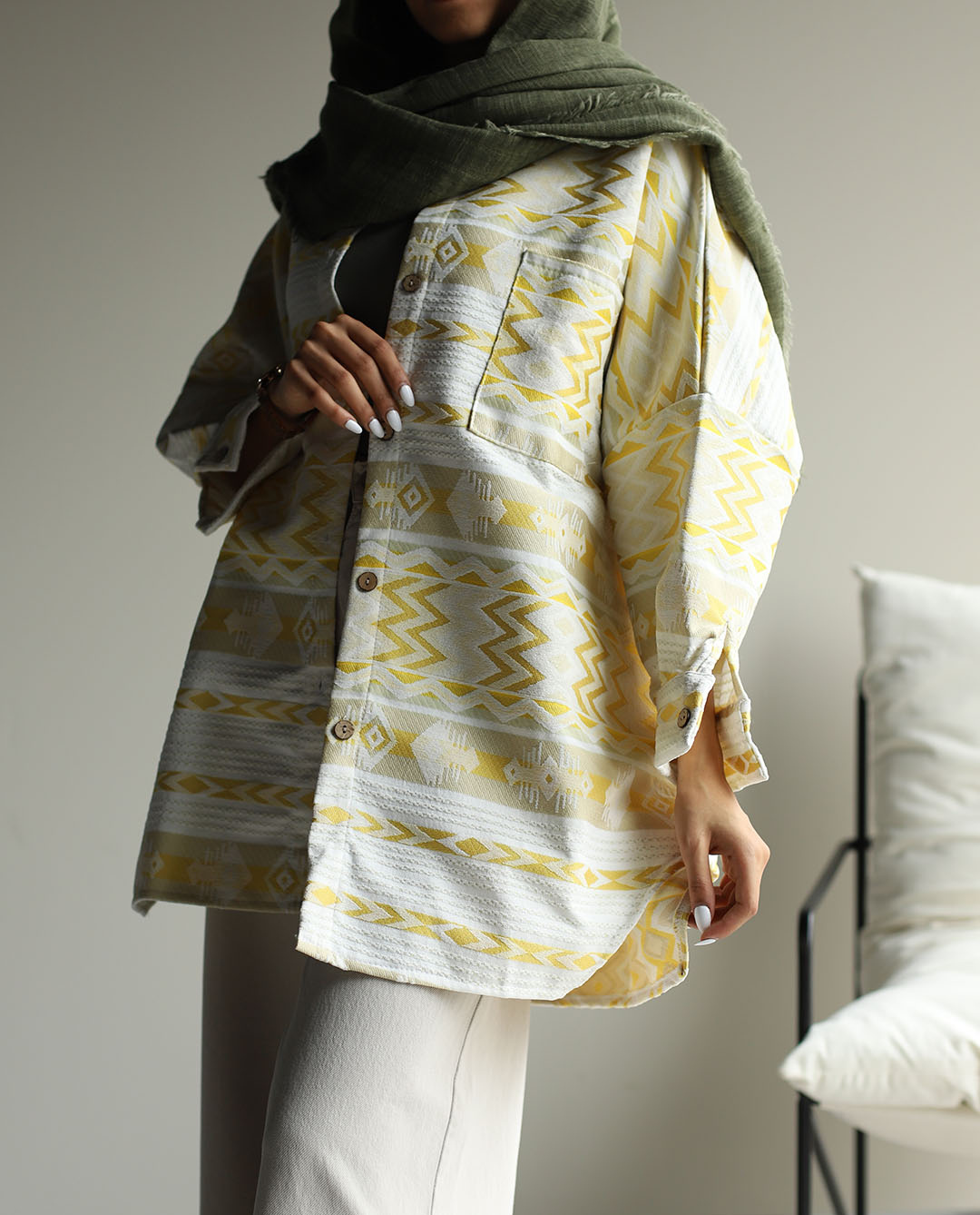 شومیز طرحدار پاییزه IVORY - تصویر 4