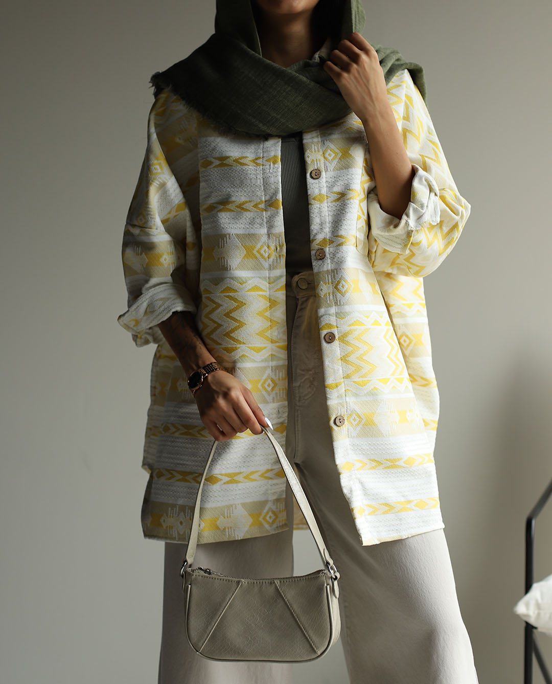 شومیز طرحدار پاییزه IVORY - تصویر 3