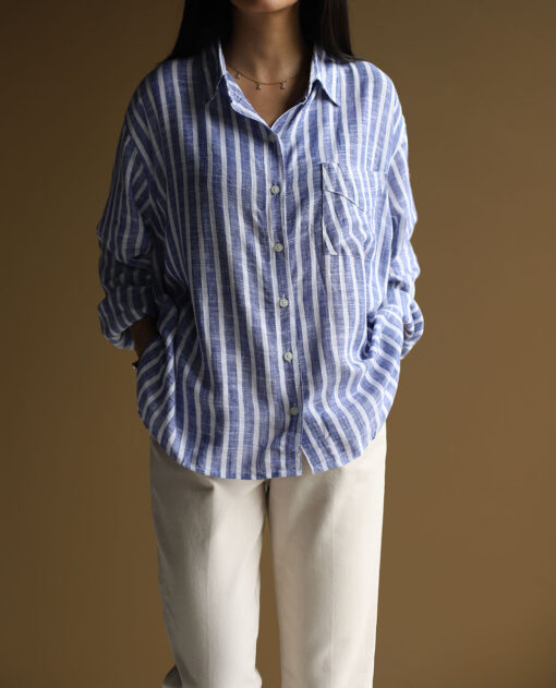 شومیز آبی راه راه C.6921 RMT/H&M