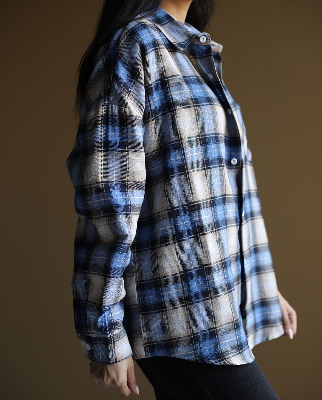 شومیز چهارخونه آبی C.5718 - تصویر 4