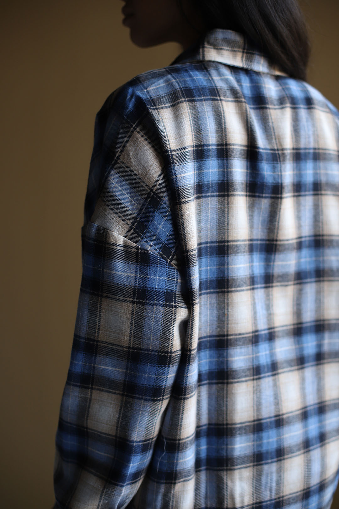 شومیز چهارخونه آبی C.5718 - تصویر 3