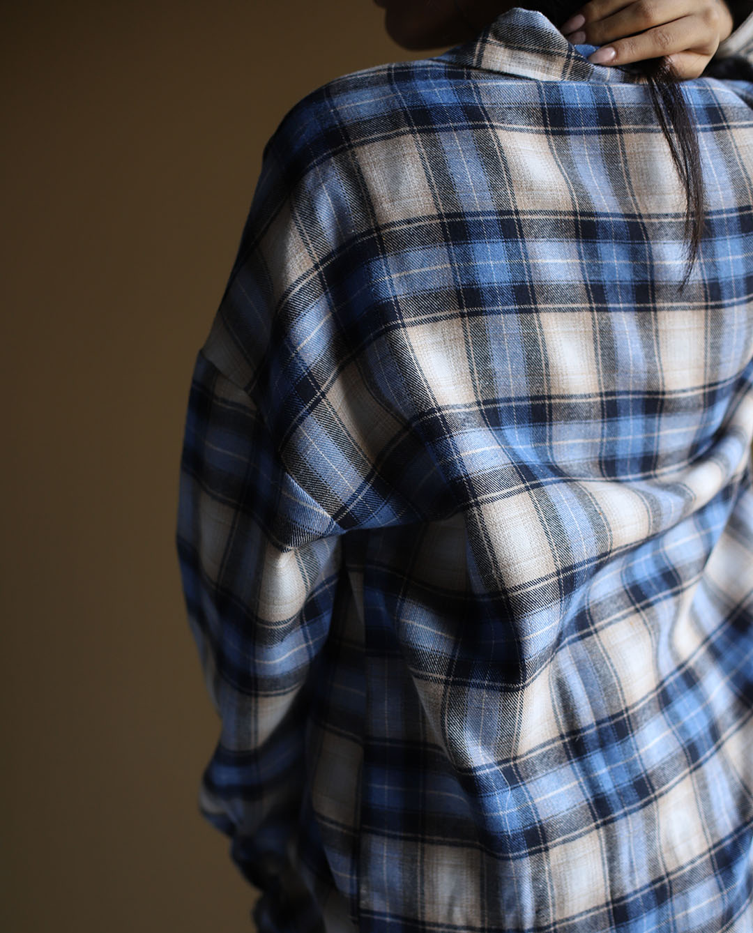 شومیز چهارخونه آبی C.5718 - تصویر 2