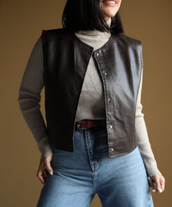 وست چرم قهوه ایی C.71525/1 COS