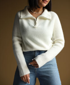 بافت سفید نیم زیپ C.71276 ROSH