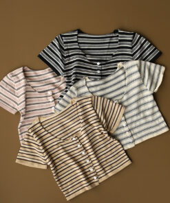 کراپ راه راه دکمه دار C.71554 TEH