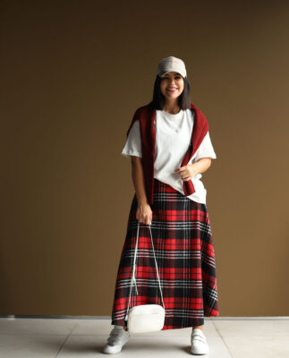 دامن چهارخونه قرمز 01_C.71543 Vintage