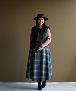 دامن چهارخونه آبی 04_C.71624 Vintage