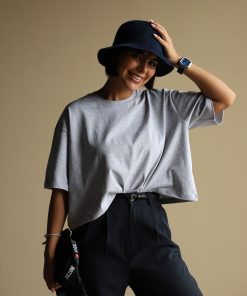 تیشرت کراپ طوسی C.7148 Marka_boohoo