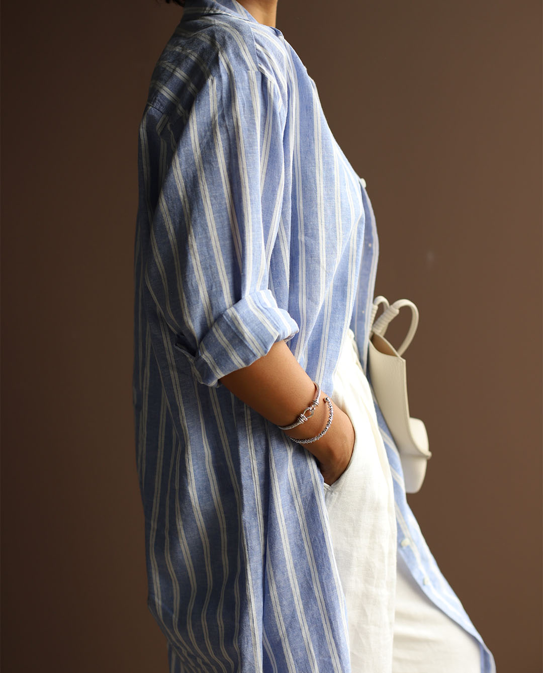 مانتو بلند آبی راه راه C.72036 AB - تصویر 5