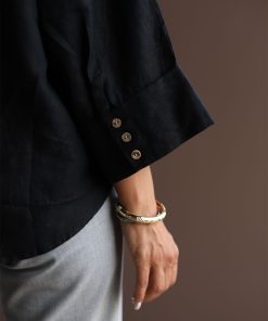 شومیز لینن مشکی C.71696 NGH - تصویر 5