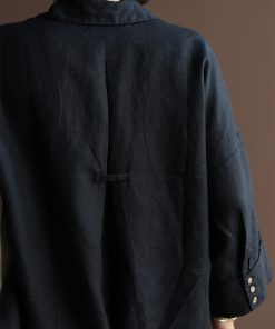 شومیز لینن مشکی C.71696 NGH - تصویر 4