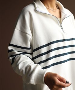 دورس نیم زیپ راه راه C.72146 Marka_Bershka - تصویر 9